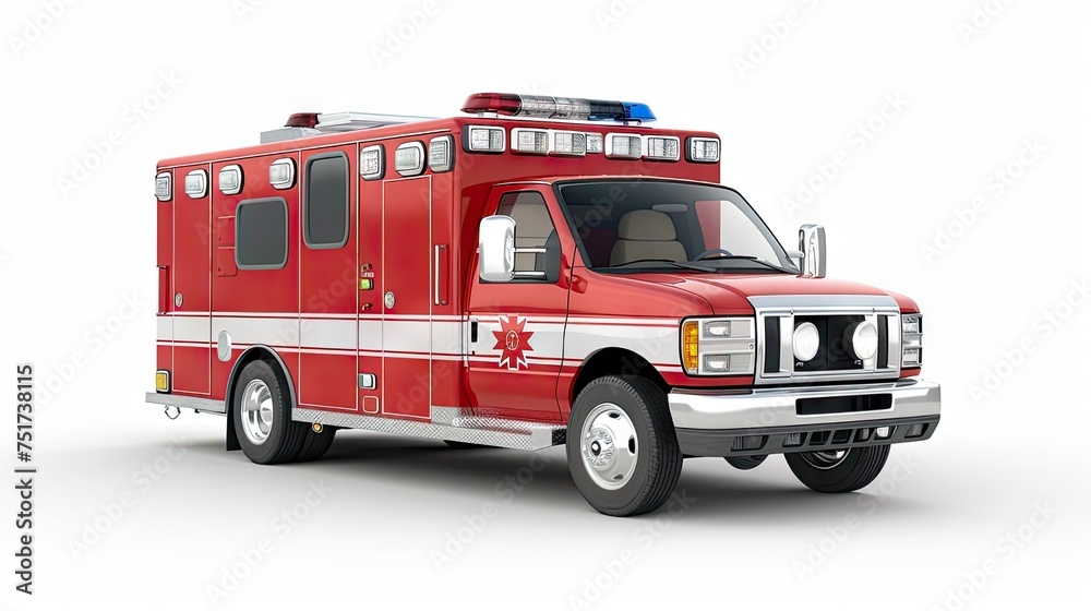 Isolated View of The Ambulance Car on a White Background. Emergency Assistance Vehicle.