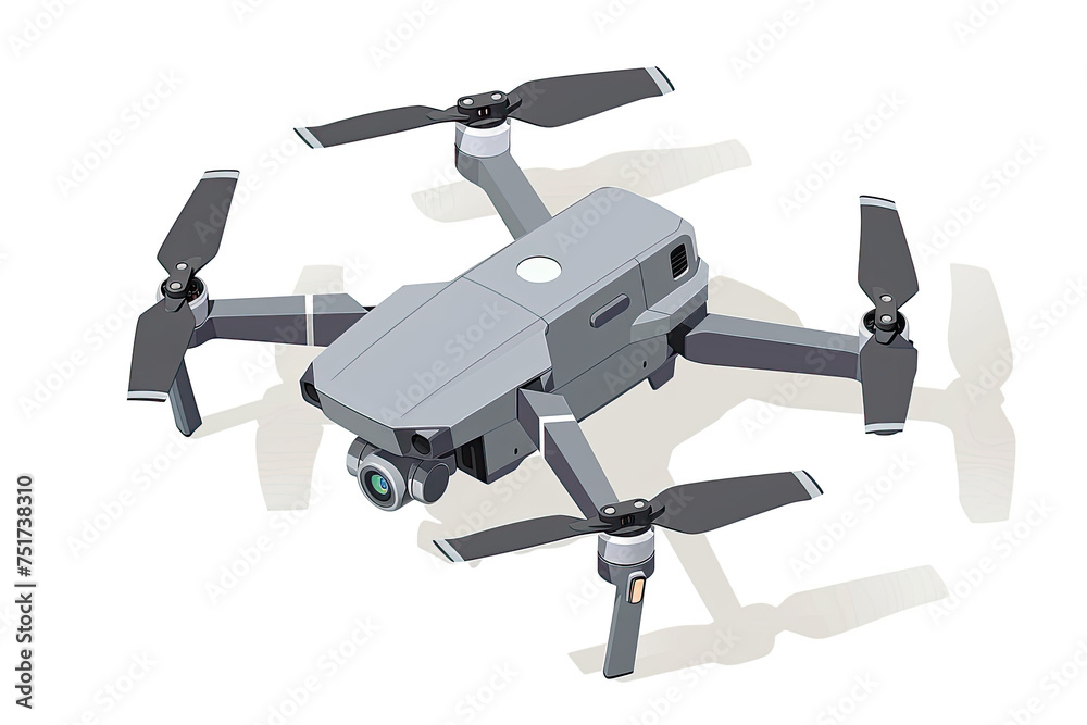 Aerial Fly Drone with Dual Camera Photo and Video RC Modern grey color, isometric illustration. Aerial Fly Drone with Dual Camera Photo and Video RC Modern grey color, isometric illustration.