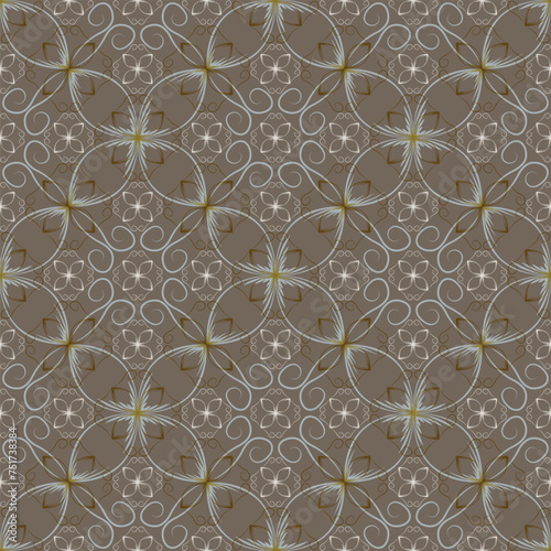 Modern art deco geometric floral vector seamless pattern. Fabric print design.