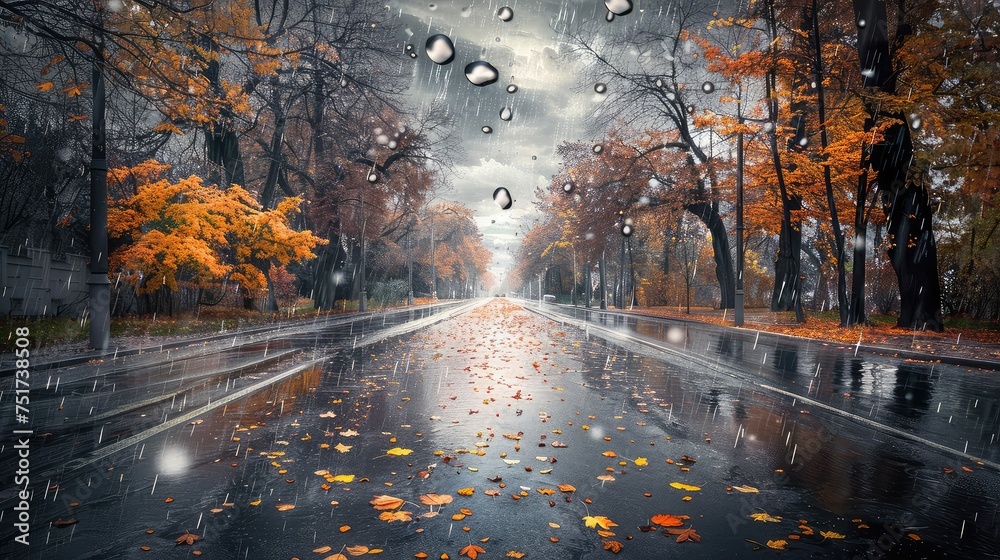 Fototapeta premium cozy autumn rain