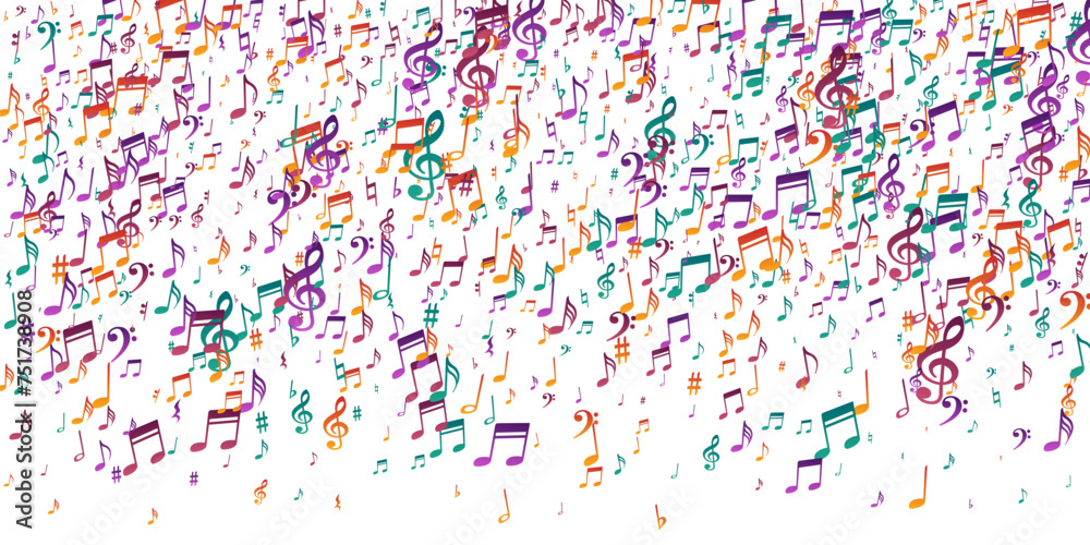 Music note symbols vector pattern. Song notation