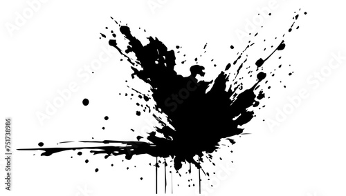 Black paint splash on white. Black ink splat background. Isolated black splash on transparent background. Vector illustration.