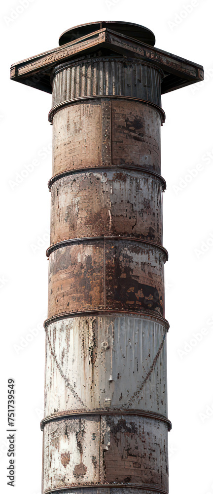 Old brick chimney, cut out - stock png.