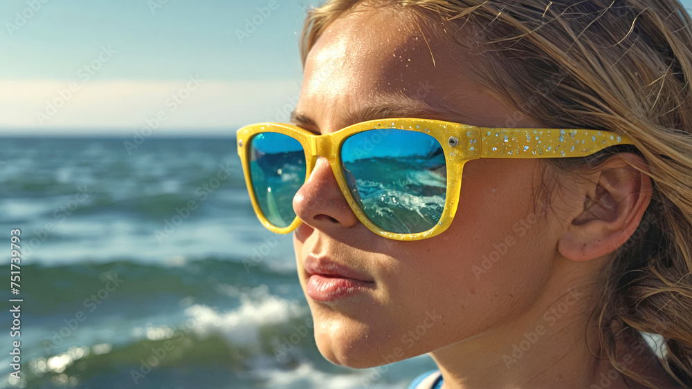 Photographie d'un portrait de style de vie d'une enfant heureuse sur un fond bleu ciel. Photographie d'un portrait de style de vie d'une enfant heureuse sur un fond bleu ciel.