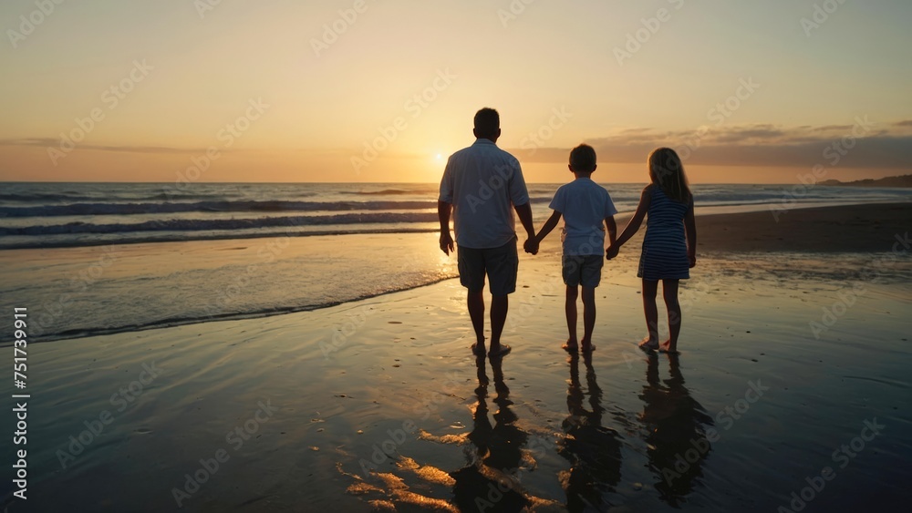 Famille heureuse - vacances d'été plage