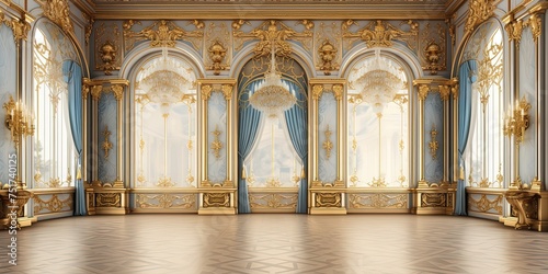 A classic extravagant European style palace room with gold decorations. wide format © Svitlana