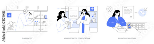 Pharmacy abstract concept vector illustrations.