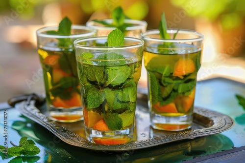 Moroccan Mint Tea, Traditional Arabic Drink from Morocco, Traditional Refreshing Moroccan Drink