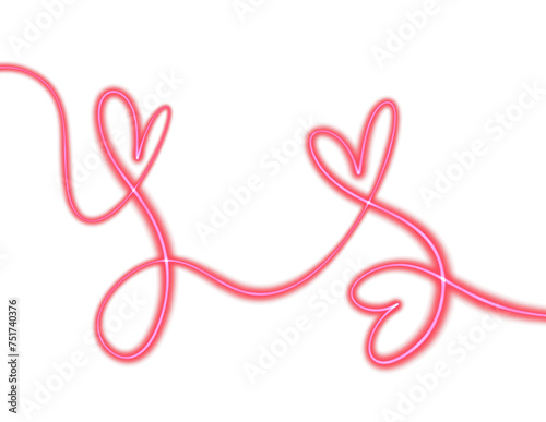 neon heart line swirl on transparent background