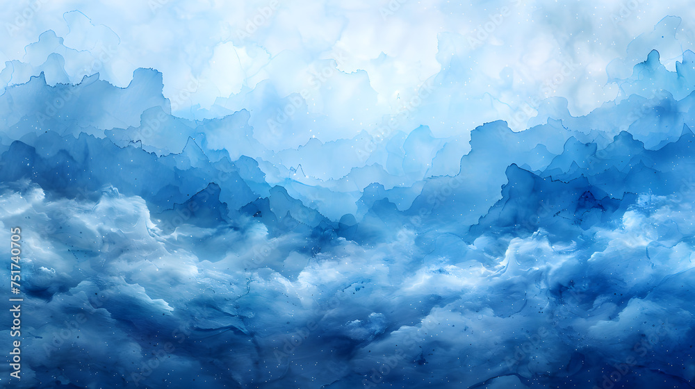 beautiful blue abstract watercolor clouds  Background. Ai Generated	