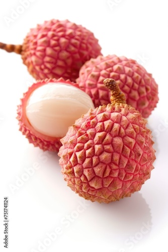 close up of multiple a lychee isolated on a white background
