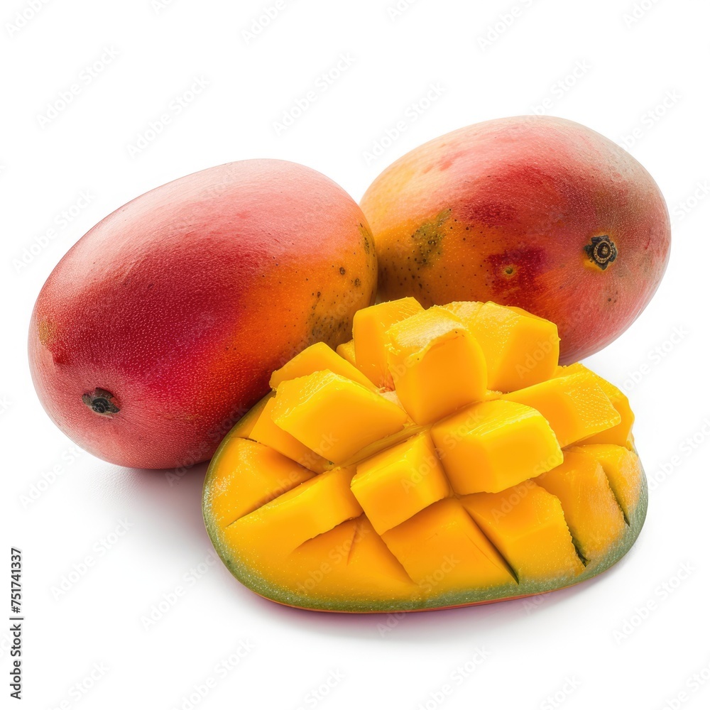 multiple a slice mango isolated on white background multiple a slice mango isolated on white background