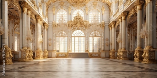 A classic European style palace, with gold decorations. wide format