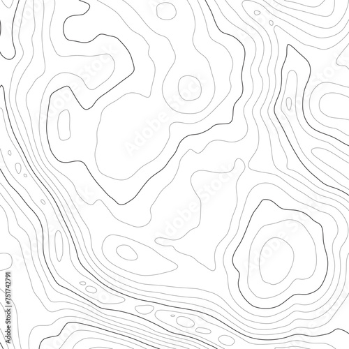 Topographic pattern texture. Black contours on white vector topography. Geographic mountain topographic. Map on land strok terrain. Elevation graphic contour height lines. Vector Illustration.