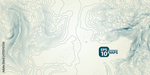 Topographic pattern texture. Black contours on white vector topography. Geographic mountain topographic. Map on land strok terrain. Elevation graphic contour height lines. Vector Illustration.