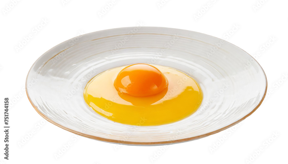 Raw egg yolk on white plate. on transparent background. Raw egg yolk on white plate. on transparent background.