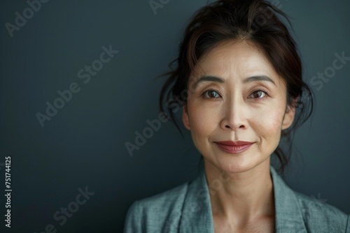 Asian woman 50 years old close-up portrait Generative AI