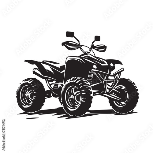 Quad bike in cartoon, doodle style . Image for t-shirt, web, mobile apps and ui. Isolated 2d vector illustration in logo, icon, sketch style, Eps 10, black and white. AI Generative