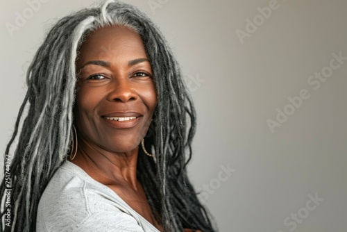 African American woman 50 years old close-up portrait Generative AI