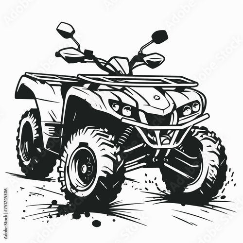 Quad bike in cartoon, doodle style. Image for t-shirt, web, mobile apps and ui. Isolated 2d vector illustration in logo, icon, sketch style, Eps 10. AI Generative