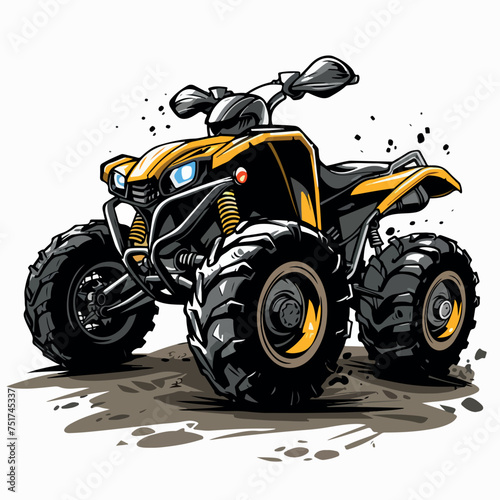 Quad bike in cartoon, doodle style. Image for t-shirt, web, mobile apps and ui. Isolated 2d vector illustration in logo, icon, sketch style, Eps 10. AI Generative
