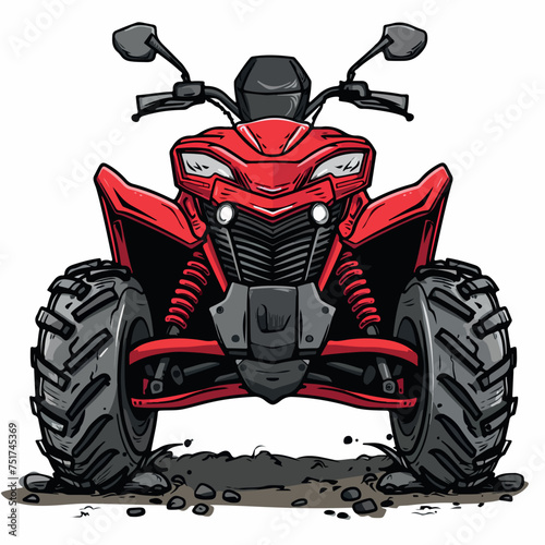 Quad bike in cartoon, doodle style. Image for t-shirt, web, mobile apps and ui. Isolated 2d vector illustration in logo, icon, sketch style, Eps 10. AI Generative