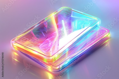 Multicolored glass on colorful gradient background. The light travels through different acrylic sheets.