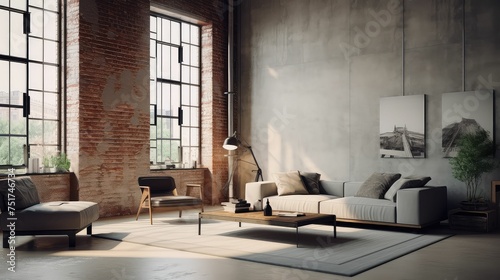 modern grey interior room © vectorwin