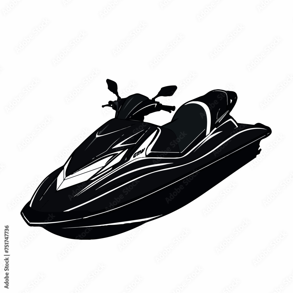 Jet ski in cartoon, doodle style. Image for t-shirt, web, mobile apps and ui. Isolated 2d vector illustration in logo, icon, sketch style, Eps 10. AI Generative