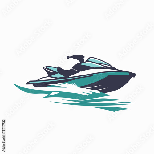 Jet ski in cartoon, doodle style. Image for t-shirt, web, mobile apps and ui. Isolated 2d vector illustration in logo, icon, sketch style, Eps 10. AI Generative © Iryna