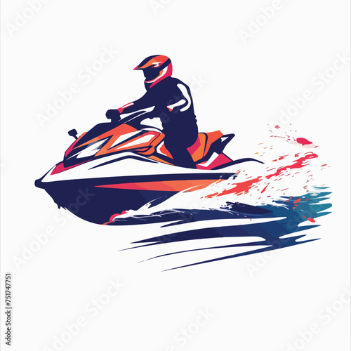 Jet ski in cartoon, doodle style. Image for t-shirt, web, mobile apps and ui. Isolated 2d vector illustration in logo, icon, sketch style, Eps 10. AI Generative