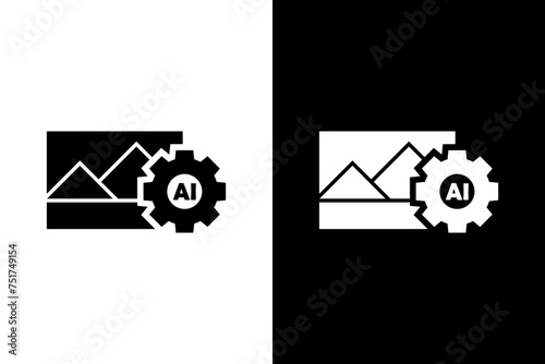 Photo generated by AI icon. Vector symbol generated ai. Artificial intelligence icon vector