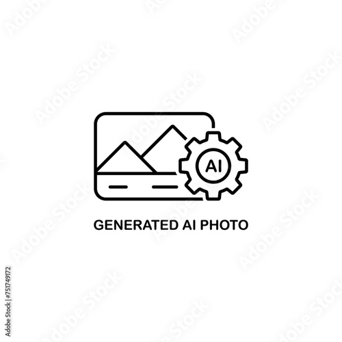 Photo generated by AI icon. Vector symbol generated ai.