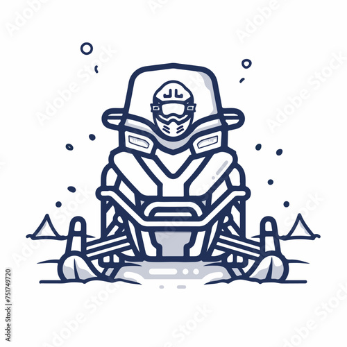 Snowmobile in cartoon, doodle style. Image for t-shirt, web, mobile apps and ui. Isolated 2d vector illustration in logo, icon, sketch style, Eps 10. AI Generative
