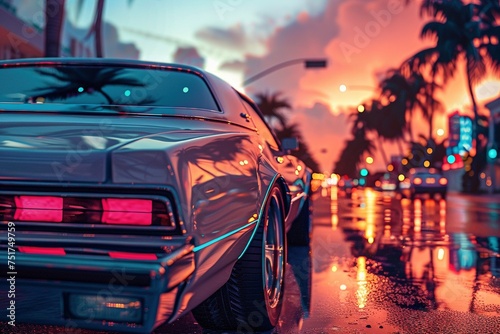 Nostalgic Retrowave: 80's Vibes Captured in Professional Photograph with Ultra Realistic Details and Volumetric Lighting