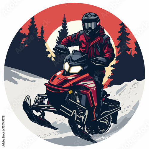Snowmobile in cartoon, doodle style. Image for t-shirt, web, mobile apps and ui. Isolated 2d vector illustration in logo, icon, sketch style, Eps 10. AI Generative