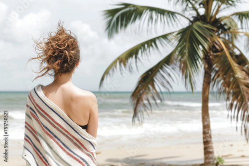 Serene Beach Getaway - Woman Embracing Seaside Solitude