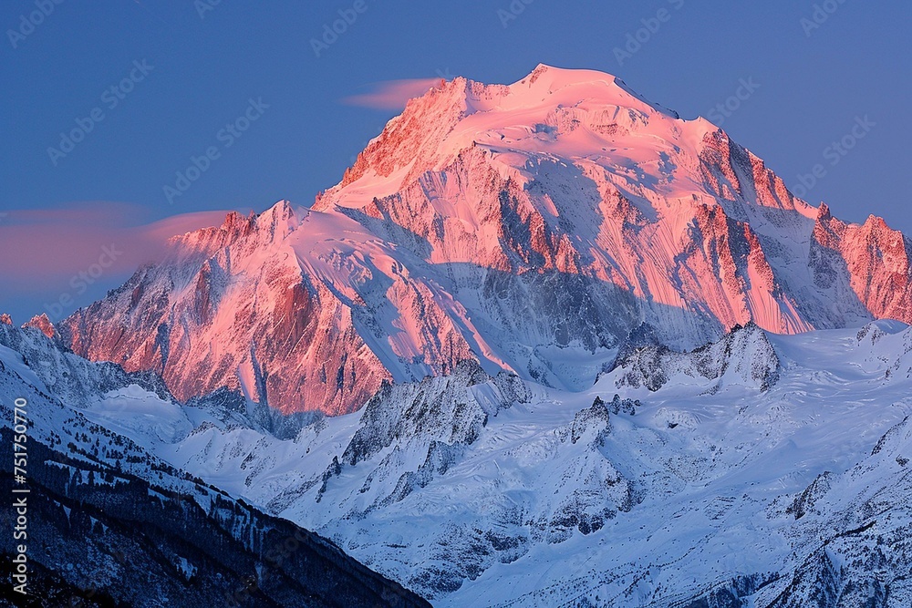 Majestic Alpenglow on Snow-Capped Mountain