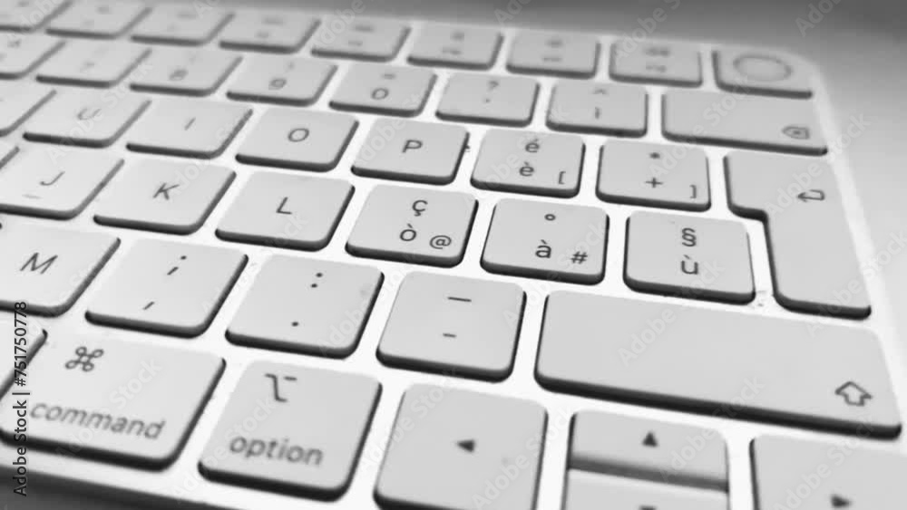 Dolly shot close up on keyboard keys Dolly shot close up on keyboard keys