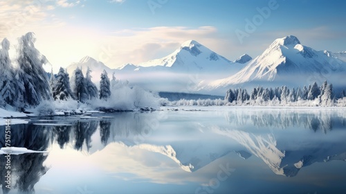cold landscape snow background © vectorwin