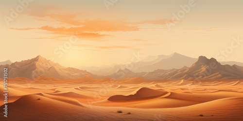 Beautiful photo of the desert for background, Vast desert landscape with sweeping sand dunes and pockets of lush oases