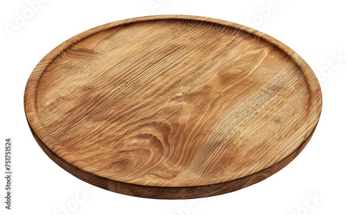 Round wooden serving plate, cut out - stock png. photo