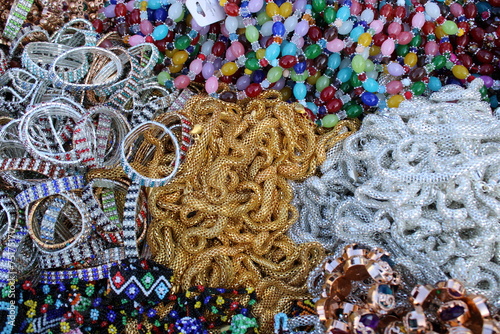 Jewelry sold on shelves in the market
