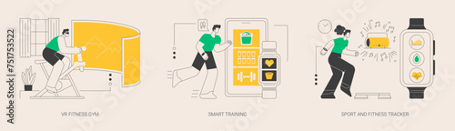 New fitness technology abstract concept vector illustrations.
