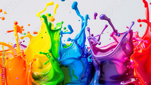 Acrylic splashes on a white background,Colorful spots of paint. Rainbow design of multi-colored spotsC,lose-up of abstract colorful stains,Abstract art watercolor ink drop in water on white background