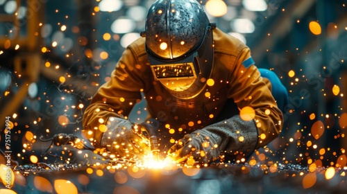 Welder Working on Metal Piece