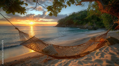 Hammock on the Beach at Sunset