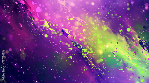 Digital art background with luminous splashes of purple and pistachio © Andrei Serbinenko