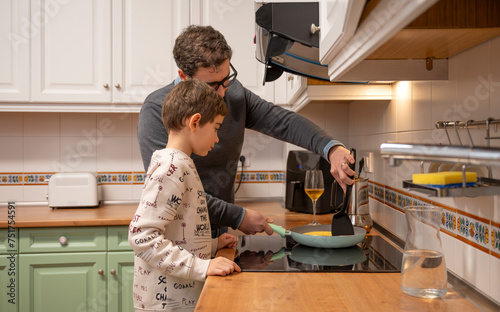 Cooking together during family gathering at home photo