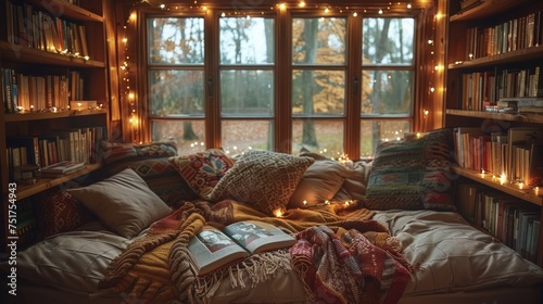 Room With Window  Bookshelf  and Lights
